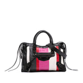 Small Lambskin Motocross Striped Classic City Satchel